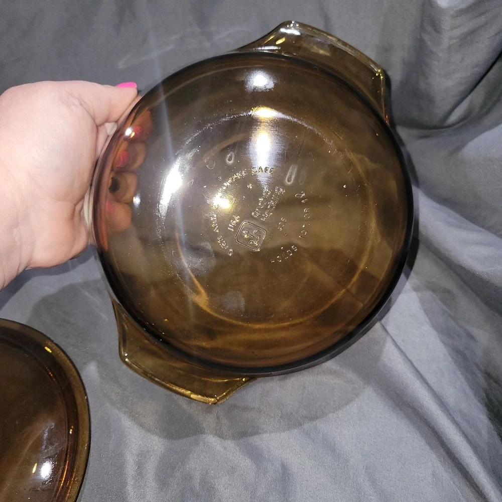 Anchor Hocking Amber/Brown Glass 1 Qt. Casserole Baking Dish With Lid